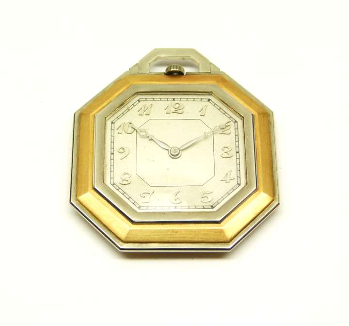 Art Deco gold and platinum octagonal pocket watch